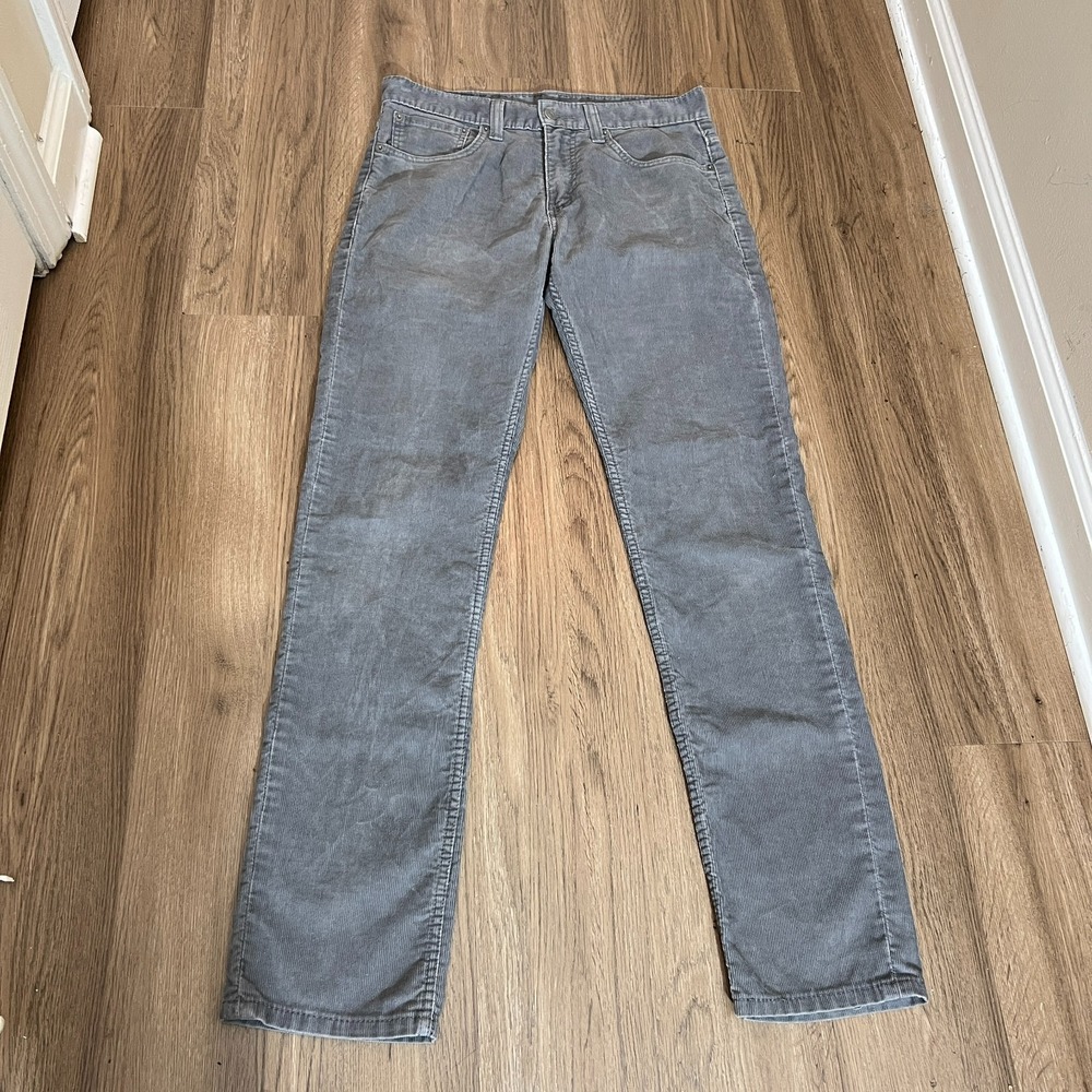 Levi's 511 Slim Fit 32x34/33.5  Gray Corduroy Jeans Pants Straight Casual